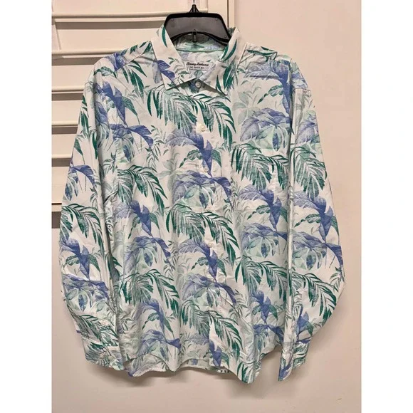 Tommy Bahama The Siesta Key Mens Large Tropical Palm Print Long Sleeve Shirt L - Picture 2 of 8